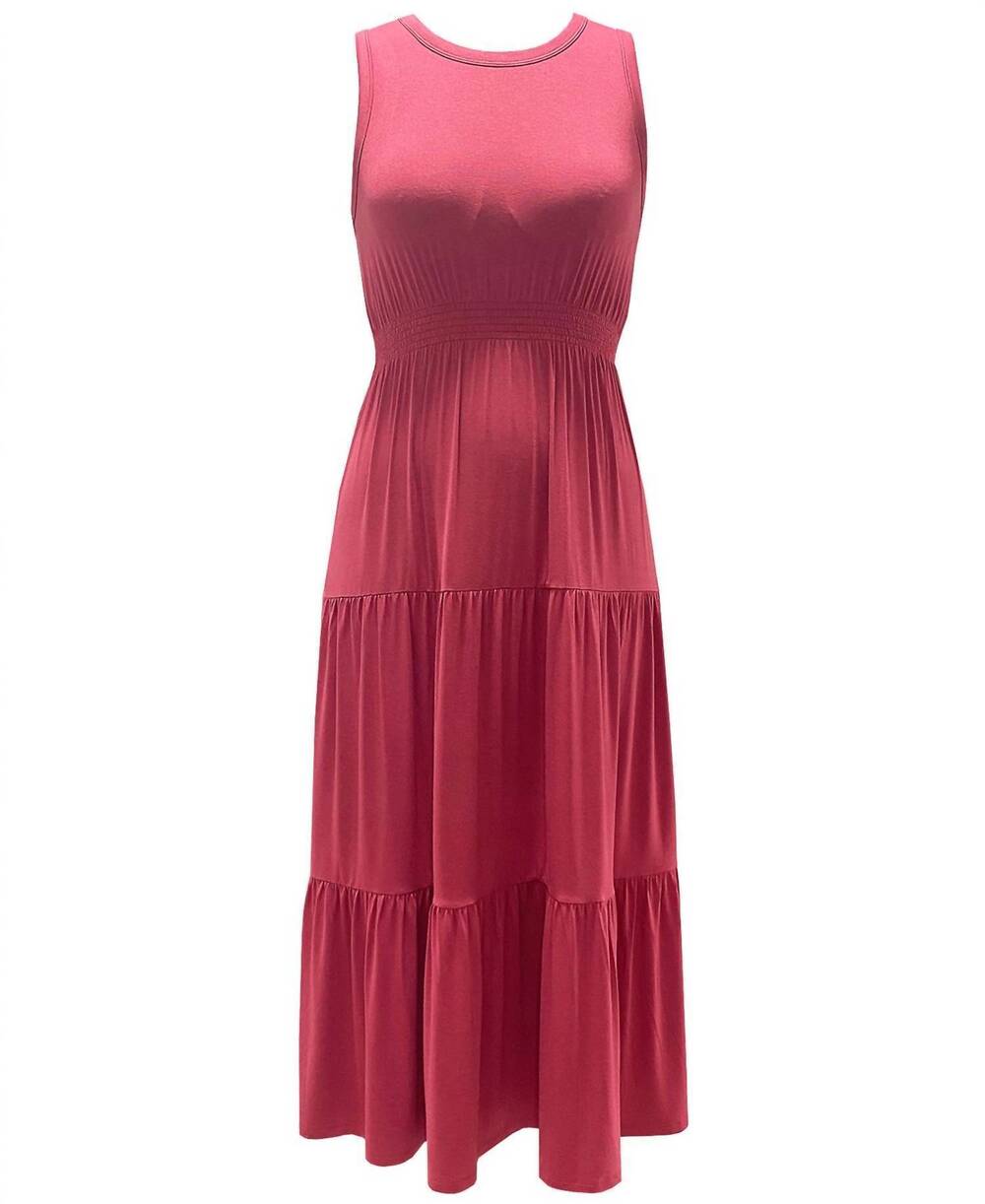 NEW STYLE & CO. women's tiered sleeveless dress in pink coral